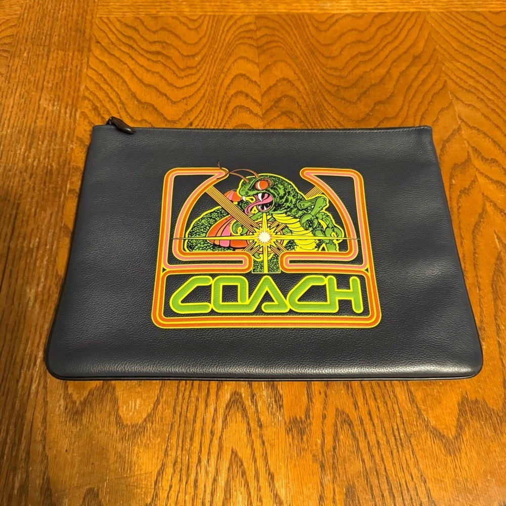 COACH x Atari Centipede Leather Large Pouch Clutch - Picture 10 of 14